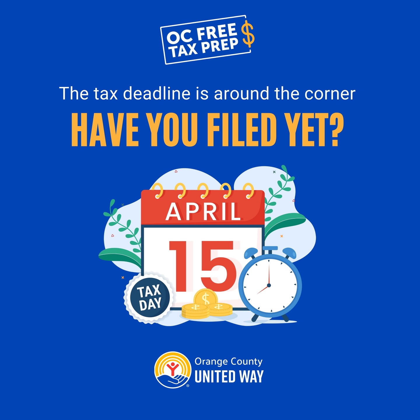 Haven’t filed your taxes yet? With the April 15th deadline quickly approaching, there’s still time to take advantage of free tax prep assistance when you file online!

Learn more: https://ocfreetaxprep.com/my-free-taxes/.