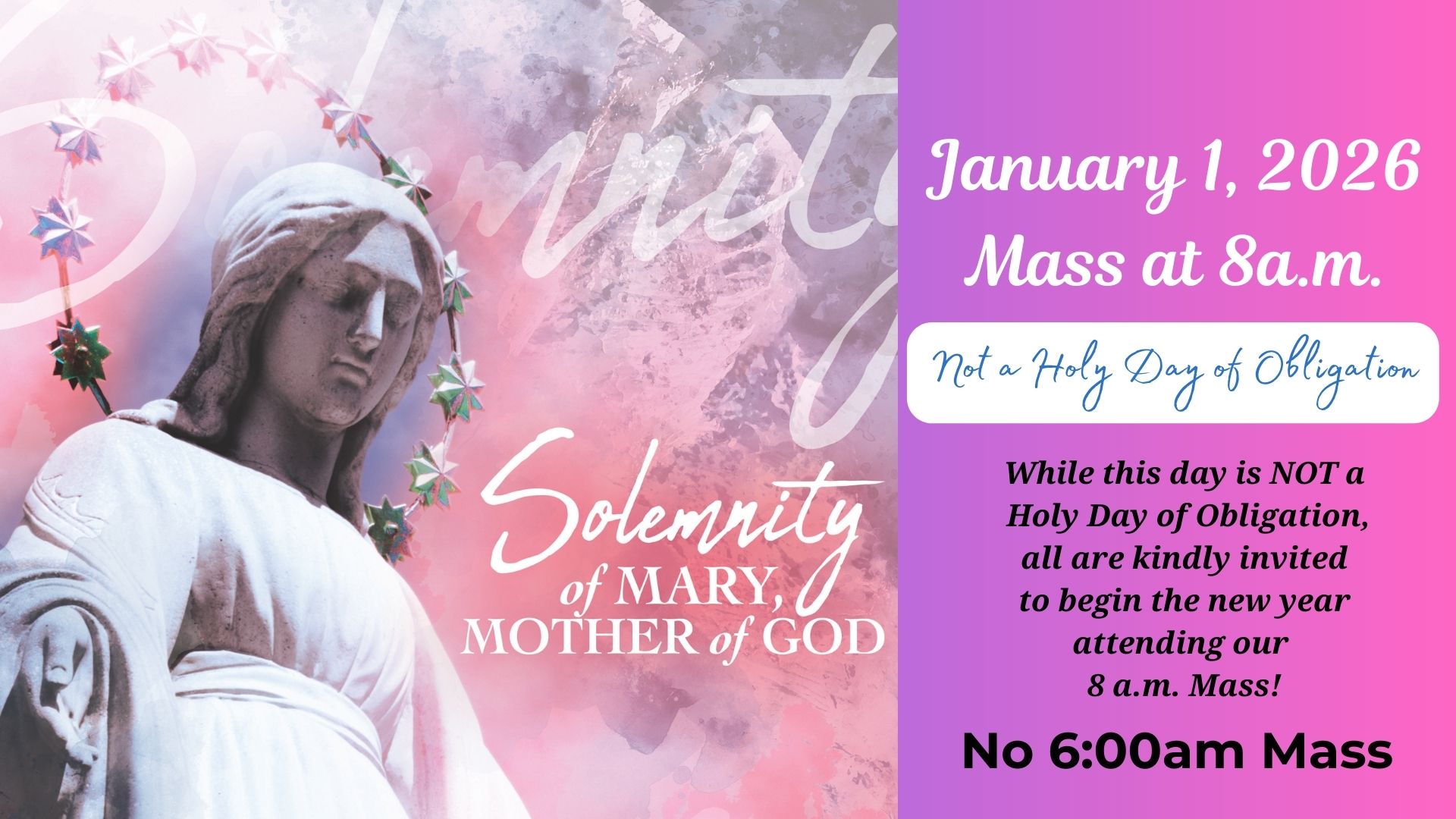 Solemnity of Mary, Mother of God Flyer