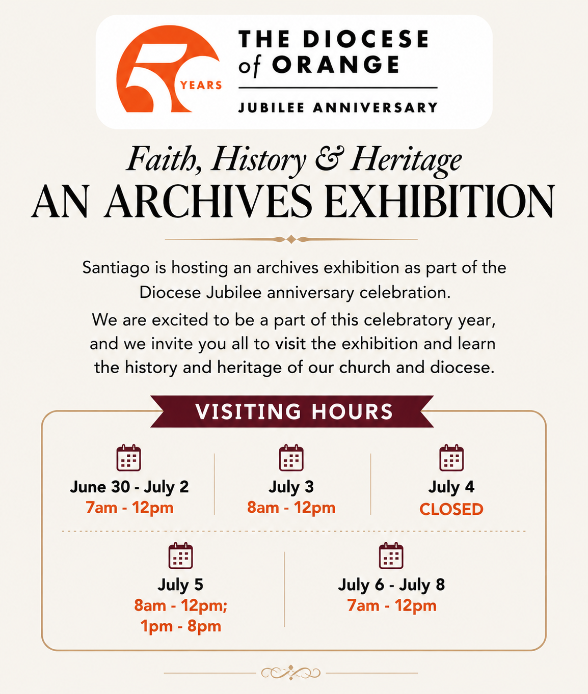 Diocese of Orange 50th Jubilee Archives Exhibition